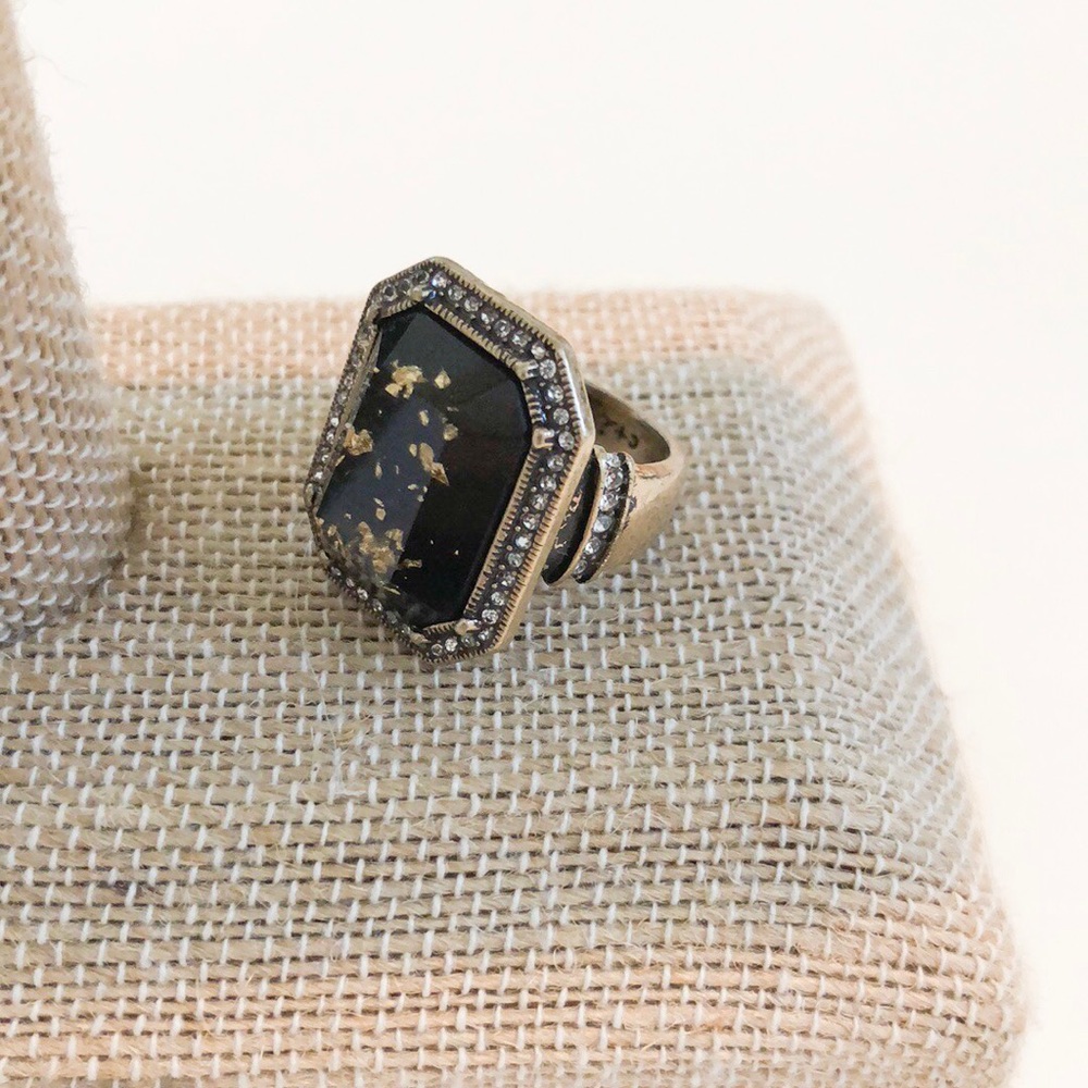 Black and Gold Speck Statement Ring